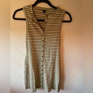 Wild Fable Olive & Cream Striped Sleeveless Button-Front Dress